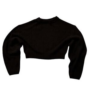 Divided H&M Brand Black Crewneck Cropped Long Sleeve Sweater in Women's Size XS